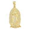 Virgin Mary Theme Rack Plating Brass Micro Pave Clear Cubic Zirconia Pendants KK-Z067-06G-07-1