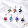 Flat Round Handmade Lampwork Pendant Decoration HJEW-JM03811-1