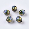 Flower Picture Printed Resin Beads RESI-J020-C05-2