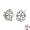 Rhodium Plated Flower 925 Sterling Silver Stud Earring Findings STER-Q192-17P-1