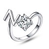 Anti-Tarnish Rhodium Plated 925 Sterling Silver Initial Letter Open Cuff Ring JR852Z-1