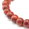 Natural Wood Round Beads Stretch Bracelet BJEW-JB07129-7
