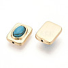 Brass Pave Synthetic Turquoise Beads KK-N258-14G-2