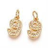 Brass Micro Pave Clear Cubic Zirconia Charms ZIRC-L092-09-G-1