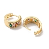 Brass Micro Pave Colorful Cubic Zirconia Hoop Earrings EJEW-E295-24KCG-2
