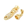 Rack Plating Brass Micro Pave Clear Cubic Zirconia Fold Over Clasps KK-E034-39G-3
