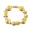 Summer Beach Brass Micro Pave Clear Cubic Zirconia Starfish & Shell Shape Link Chain Bracelets BJEW-C118-02A-G-5