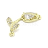 Rack Plating Brass Micro Pave Clear Cubic Zirconia Flower Connertor Charms KK-Z043-03C-2