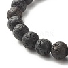 Natural Lava Rock & Non-magnetic Synthetic Hematite Round Beads Energy Power Stretch Bracelets Sett BJEW-JB07051-02-5