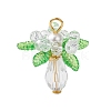 Glass with Round Shell Pearl and Acrylic Charms Pendants PALLOY-MZ00647-02-1