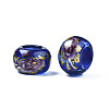 Flower Printed Transparent Acrylic Rondelle Beads TACR-S160-01-A03-3