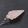 Natural Rose Quartz Pointed Dowsing Pendulums AJEW-B020-01P-08-5