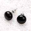 Black Agate Stud Earrings X-G-F267-09E-1
