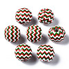 Painted Natural Wood European Beads WOOD-S057-034-1