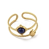 304 Stainless Steel with Natural Lapis Lazuli Ring RJEW-Z031-01H-01-2
