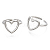 Non-Tarnish 304 Stainless Steel Hollow Heart Cuff Rings RJEW-N038-122P-2