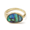 Brass with Abalone Shell Adjustable Rings RJEW-K257-53G-3