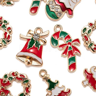 50Pcs 5 Style Christmas Theme Alloy Enamel Pendants ENAM-LS0001-49-RS-1