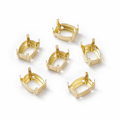 Rectangle Brass Sew on Prong Settings KK-N0084-A05-8x10G-1