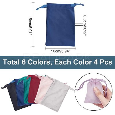 24Pcs 6 Colors Velvet Jewelry Drawstring Bags TP-HY0001-05B-1