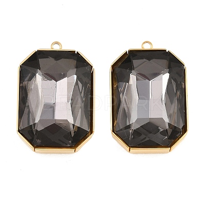 304 Stainless Steel & Glass Pendants STAS-G398-27G-03-1