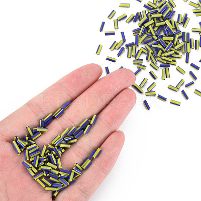 Opaque Colours Two Tone Seed Glass Bugle Beads SEED-T006-02B-03-1
