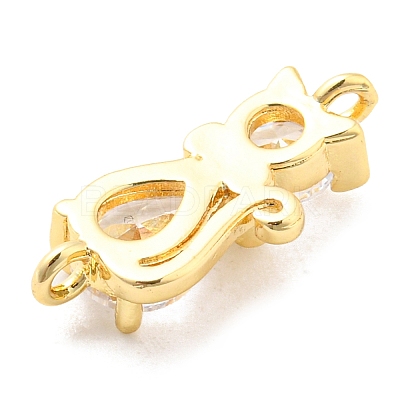 Brass Micro Pave Cubic Zirconia Kitten Links Connectors ZIRC-G157-50G-1