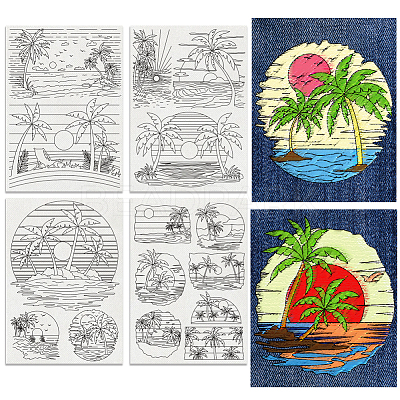 4 Sheets 11.6x8.2 Inch Stick and Stitch Embroidery Patterns DIY-WH0455-324-1