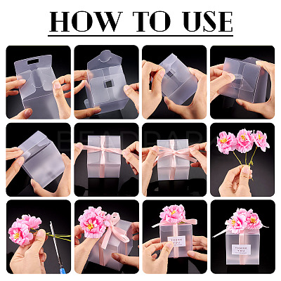 Clear PVC Candy Gift Packaging Boxes with Ribbon & Artificial Flower CON-TAC0001-20D-1