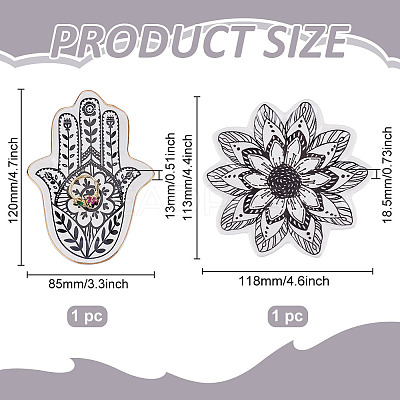 2Pcs 2 Styles Floral Hamsa Hand Flower Porcelain Trinket Dishes AJEW-ME0003-92-1