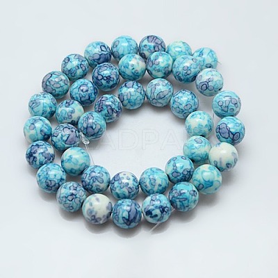 Synthetic Ocean White Jade Beads Strands G-C219-6mm-02-1