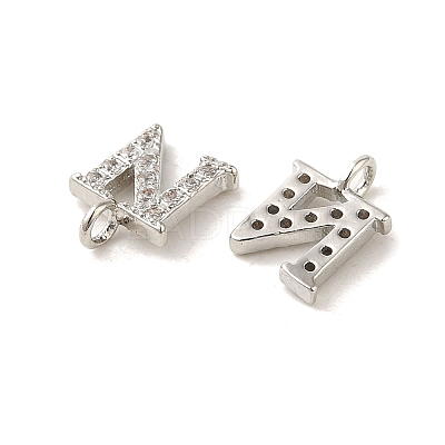 Initial Letter Brass Micro Pave Cubic Zirconia Pendants ZIRC-F008-N-1