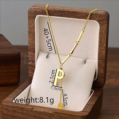 304 Stainless Steel Initial Pendant with Dice Tassel Necklaces FS-WGD823D-16-1
