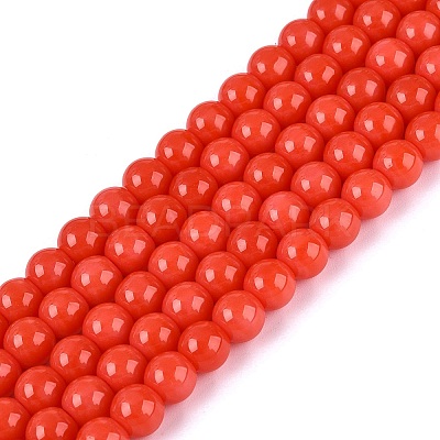 Opaque Solid Color Glass Beads Strands GLAA-T032-P6mm-19-1