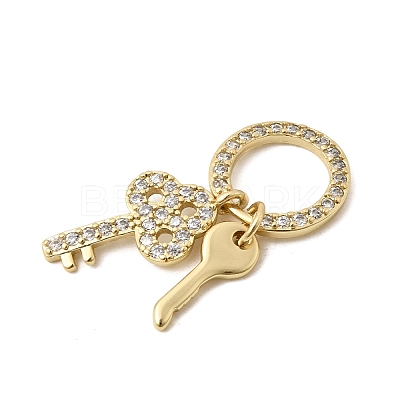 Brass Micro Pave Clear Cubic Zirconia Pendants KK-H267-092G-1