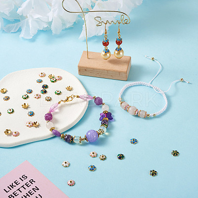 60Pcs 10 Style Alloy Enamel Bead Caps FIND-YS0001-16-1
