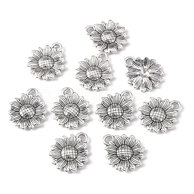 Sunflower Tibetan Style Alloy Pendants TIBEP-R344-35AS-LF-1