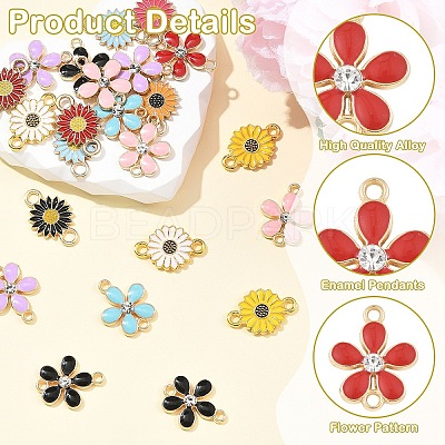 36Pcs 8 Styles Zinc Alloy Enamel Links Connectors ENAM-YW0008-48-1