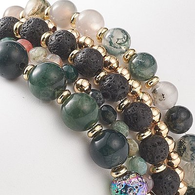5Pcs 5 Style Natural Mixed Gemstone Beaded Stretch Bracelets Set BJEW-JB09002-1