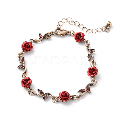 Aluminium Flower Link Bracelets BJEW-WH0011-19R-1