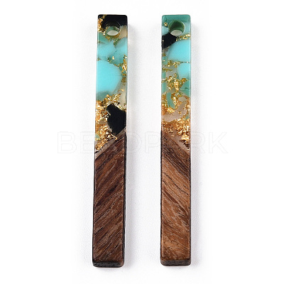 Transparent Resin & Walnut Wood Pendants RESI-N039-24G-1