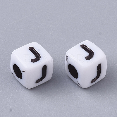 White Opaque Acrylic Beads MACR-R869-02J-1