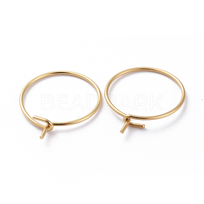 316 Surgical Stainless Steel Hoop Earrings Findings STAS-K146-039-35mm-G-1