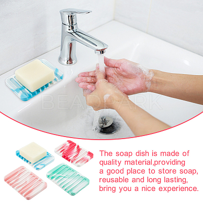 4Pcs 4 Colors Marble Pattern Silicone Soap Dishes AJEW-GA0005-74-1
