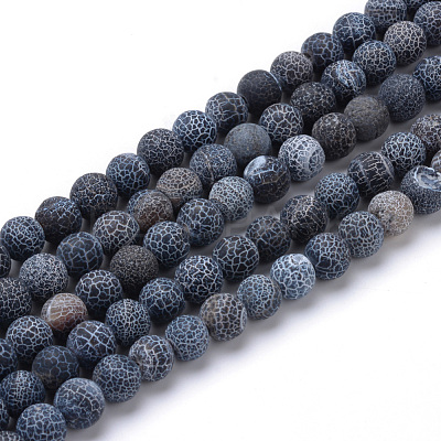 Natural & Dyed Crackle Agate Bead Strands X-G-T056-8mm-01-1