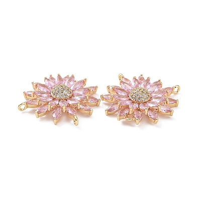 Brass Micro Pave Clear Cubic Zirconia Chandelier Component Links KK-E068-VC478-1