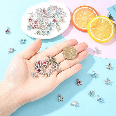 30Pcs 3 Colors Alloy Glass Pendants FIND-YW0011-24A-1