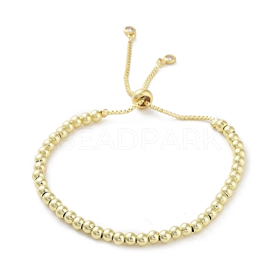 Adjustable Brass Round Beaded Slider Bracelets BJEW-D039-31A-G-1