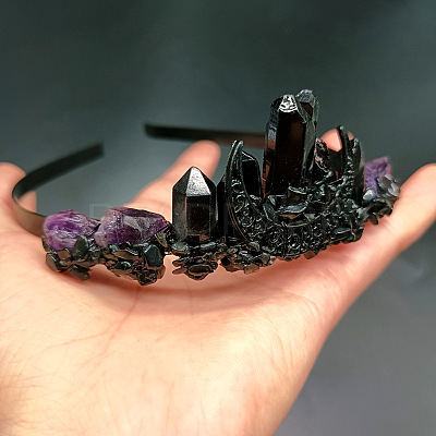 Dyed Natural Quartz & Amethyst Hair Bands PW-WGCBBD1-01-1