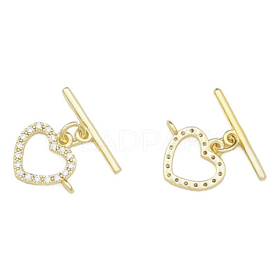 Brass Micro Pave Clear Cubic Zirconia Toggle Clasps KK-N259-03-1